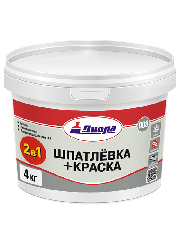 Шпатлевка + краска "Диола-008" " 2 в 1", 1кг
