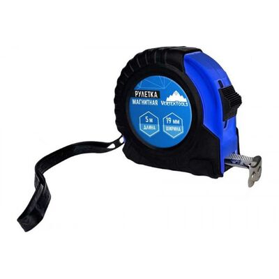 Рулетка 5м x 19мм МАГНИТНАЯ//VERTEXTOOLS