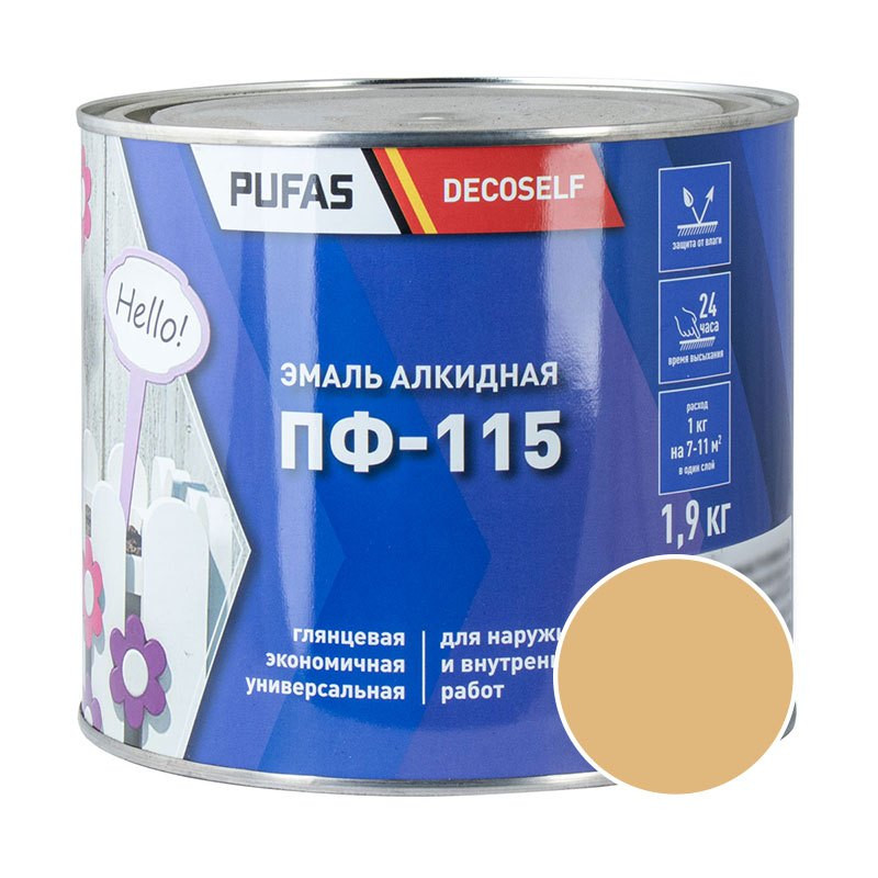 ПУФАС Эмаль ПФ-115 бежевая Decoself (1,9кг=1,4л)