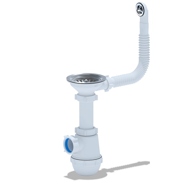 (Aquant) B0142 Сифон для каменной мойки 3 1/2*40 с круглым переливом D-112