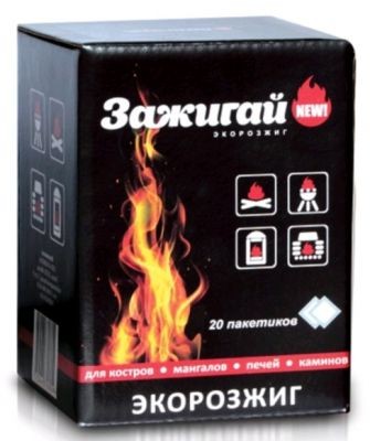 Сухое горючее "Зажигай" 20гр пакеты (20ш/уп) д/печей/каминов/мангалов/костров, водостойк /20