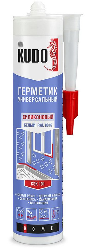 Герметик KUDO KSK-101 силиконовый универсальный белый, в тюбике 280 мл