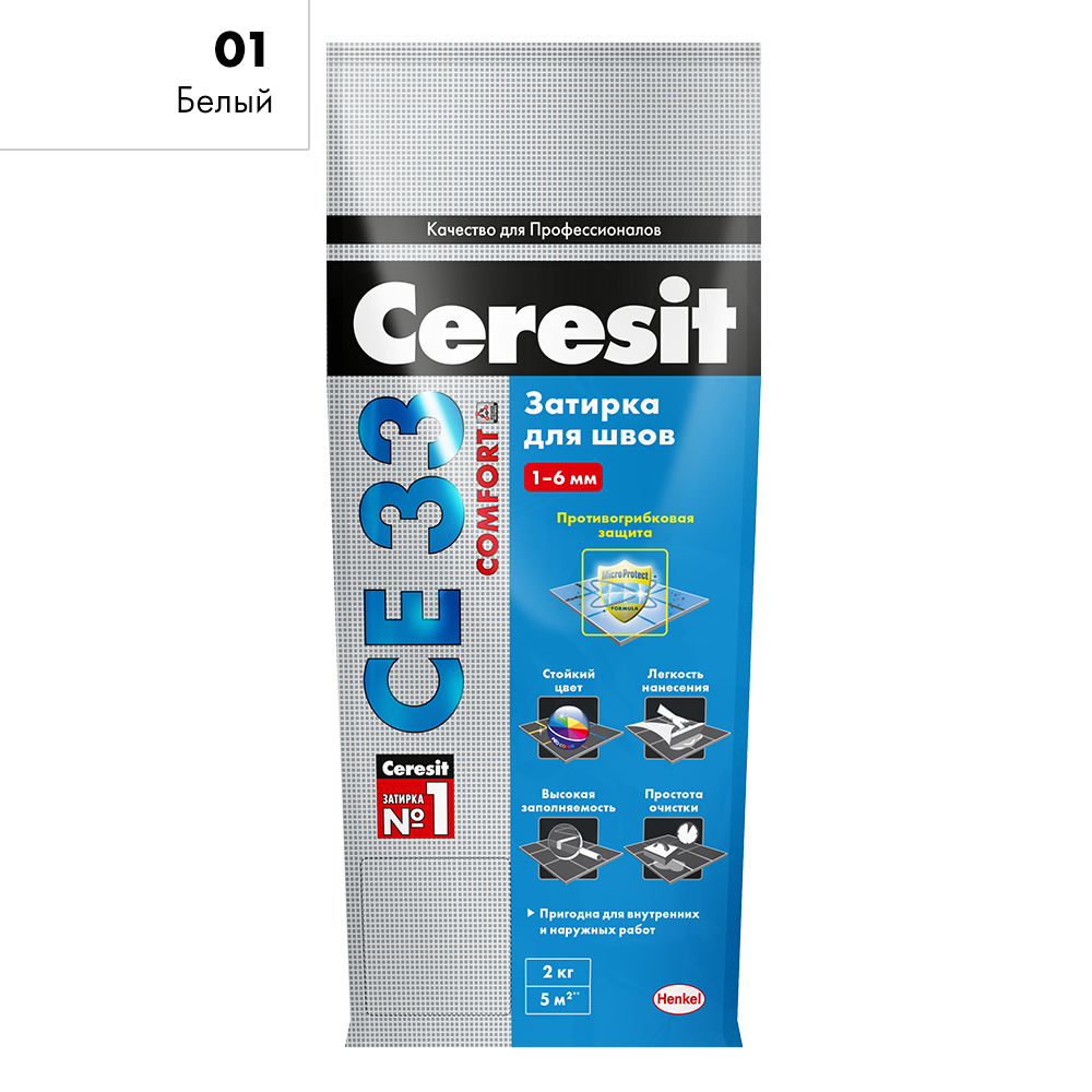 ЦЕРЕЗИТ CE33 S Затирка №01 белая до 6мм (2кг)