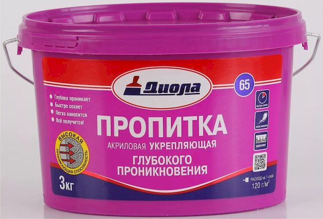 Пропитка "Диола-65" акриловая укрепляющая, 3кг