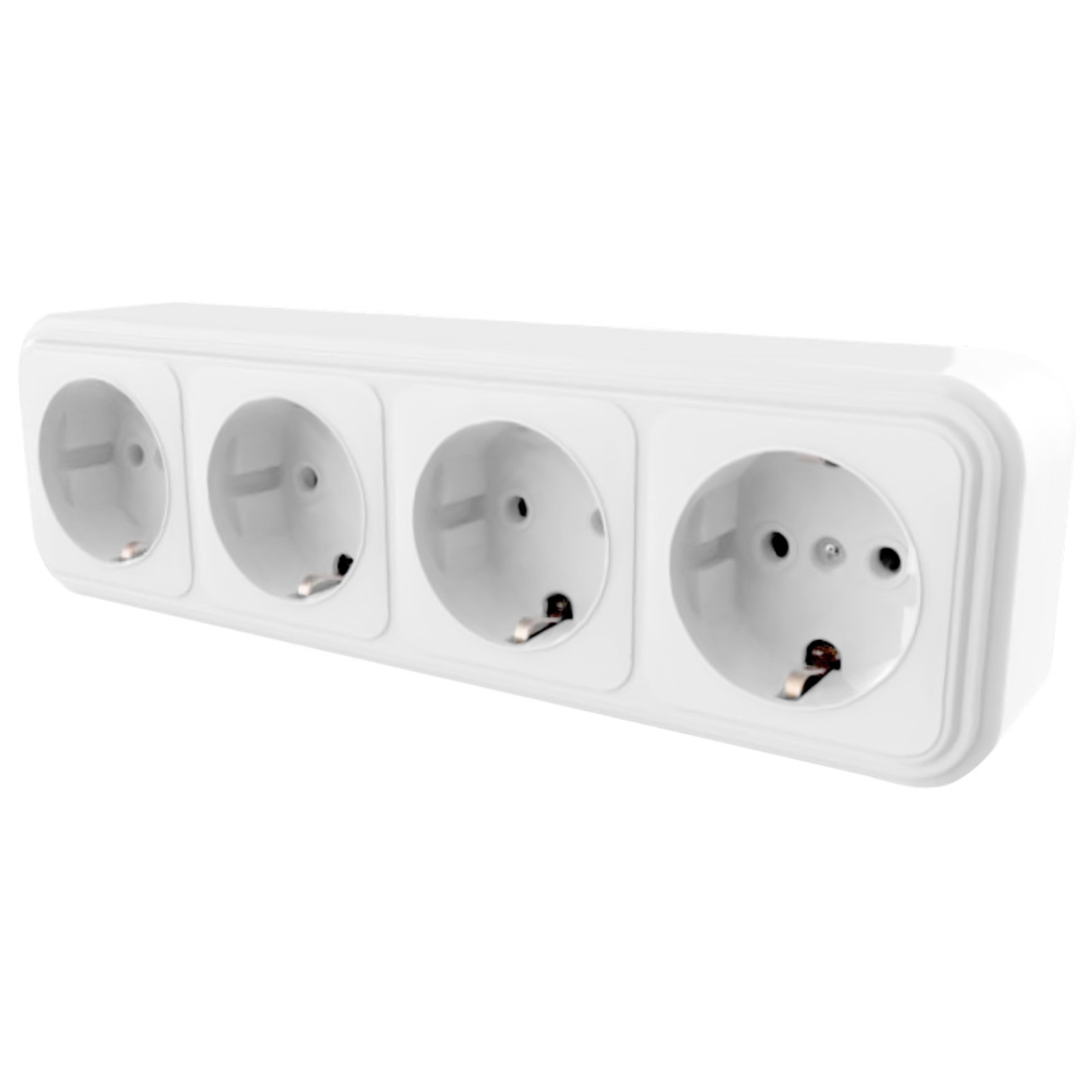 Розетка 4-местная с/з открытой установки, квадрат, 250В, 16А, IP20, серия София, белый, MST16-14S-01
