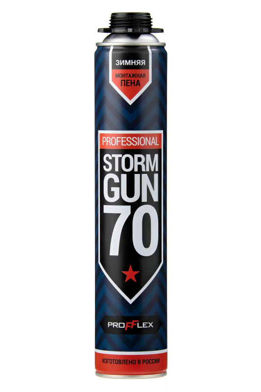 Пена монтажная проф. PROFFLEX STORM GUN PRO 70, 850 мл. ЗИМА (-18°С)